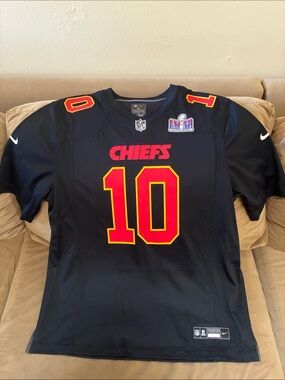 Nike Black Chiefs #10 Football Jersey with Red and Yellow Accents